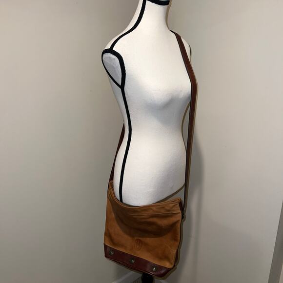 Fossil Camel Brown Nubuck Leather Crossbody Bucket Handbag Purse Clean Interior - Picture 16 of 16